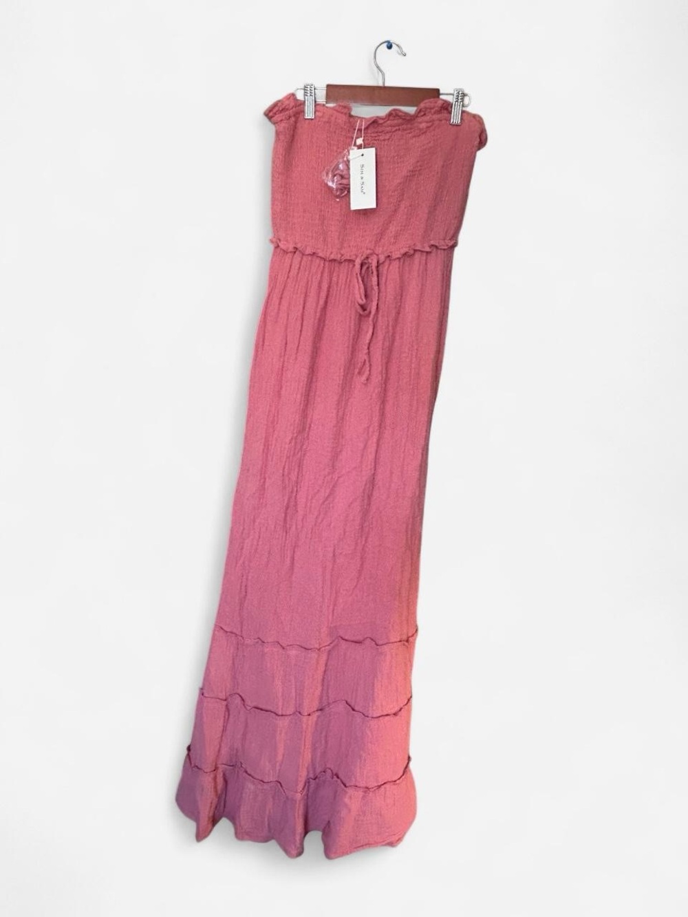 Strapless Maxi Dress in Rose Pink
